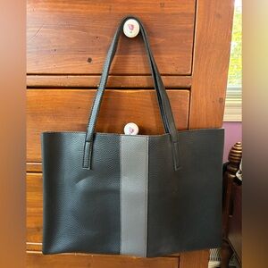 Vince Camuto Double Strap Black and Gray Tote Bag